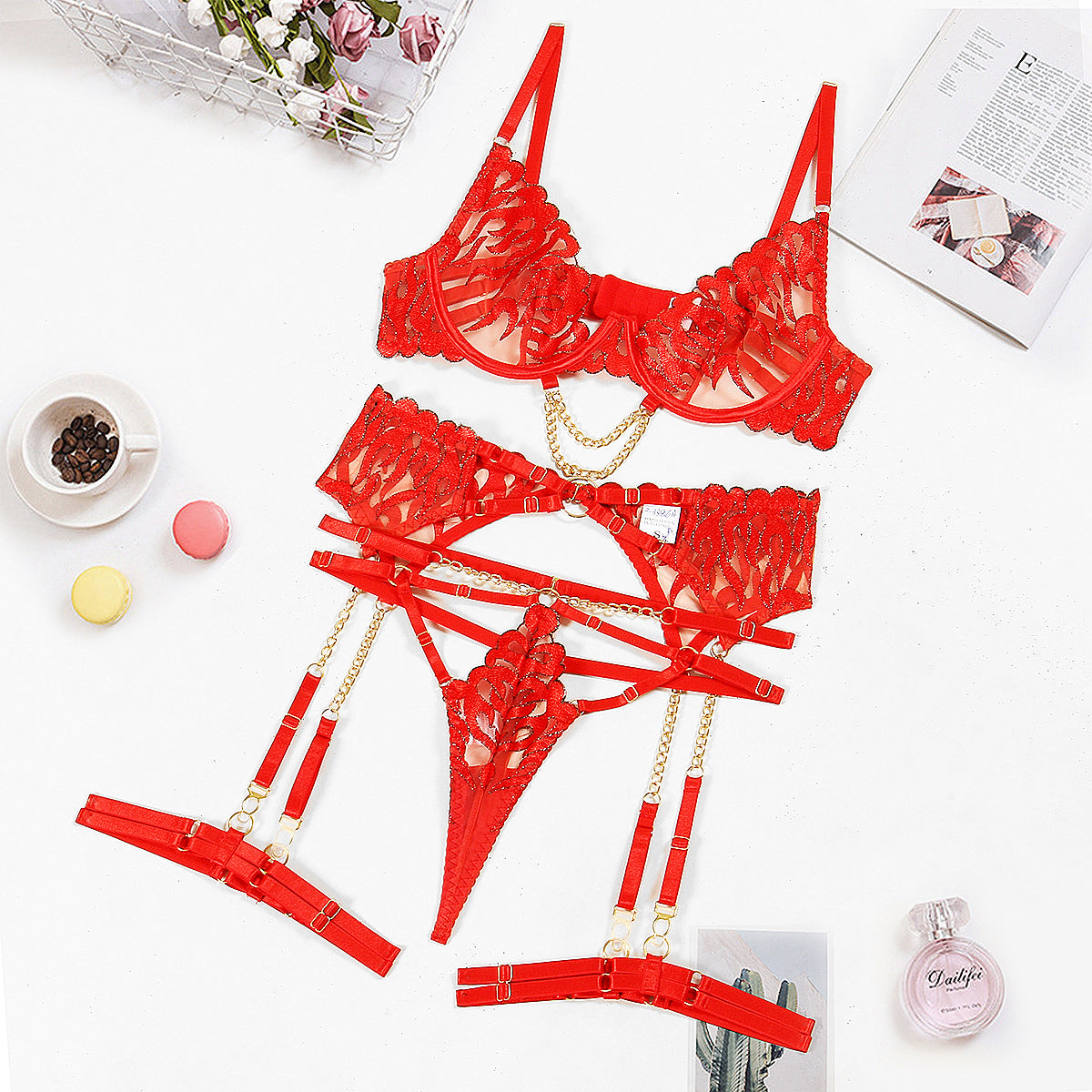 Flame Temptress Sexy Lingerie Set for Seductive Nights CotonHouse Flame Temptress Sexy Lingerie Set for Seductive Nights CotonHouse