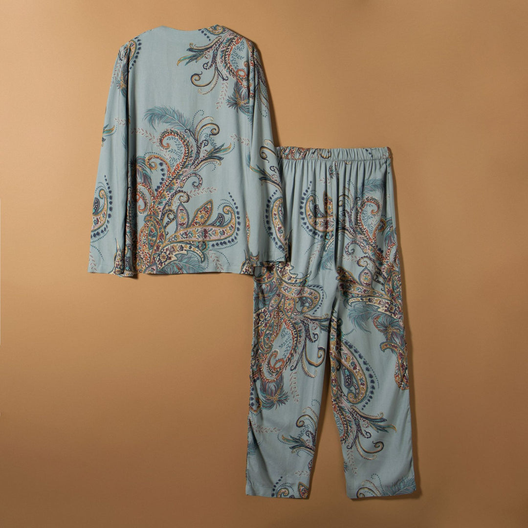 Pyjama bleu satiné